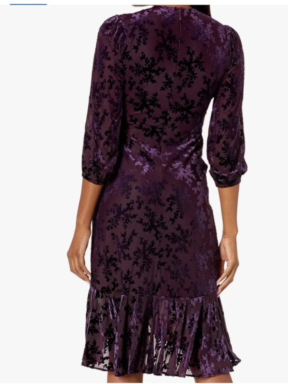 Calvin Klein Purple Velvet Burnout Wrap Midi Dress - Picture 2 of 10